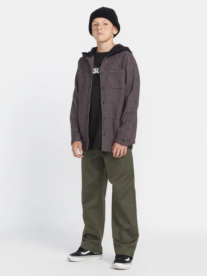 Kids Shirts and Flannels Volcom Big Boys Archbold Hooded Flannel 8211 Black