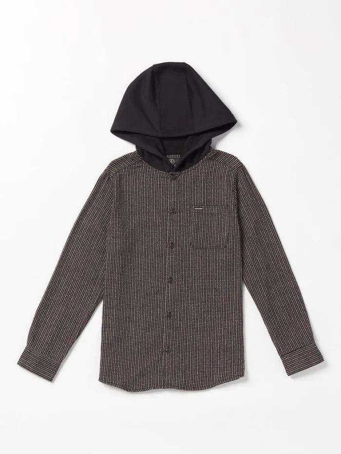 Kids Shirts and Flannels Volcom Big Boys Archbold Hooded Flannel 8211 Black