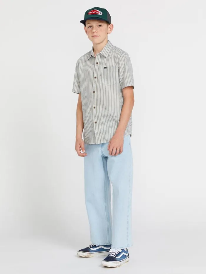 Kids Shirts and Flannels Volcom Big Boys Barstone Woven Short Sleeve Shirt 8211 Tower Grey