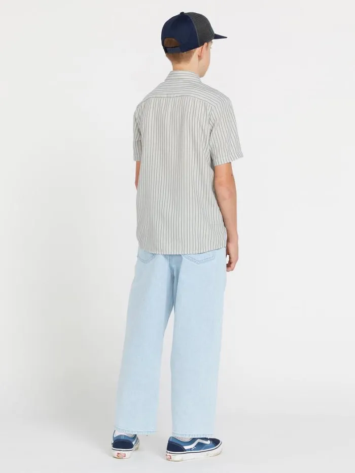 Kids Shirts and Flannels Volcom Big Boys Barstone Woven Short Sleeve Shirt 8211 Tower Grey