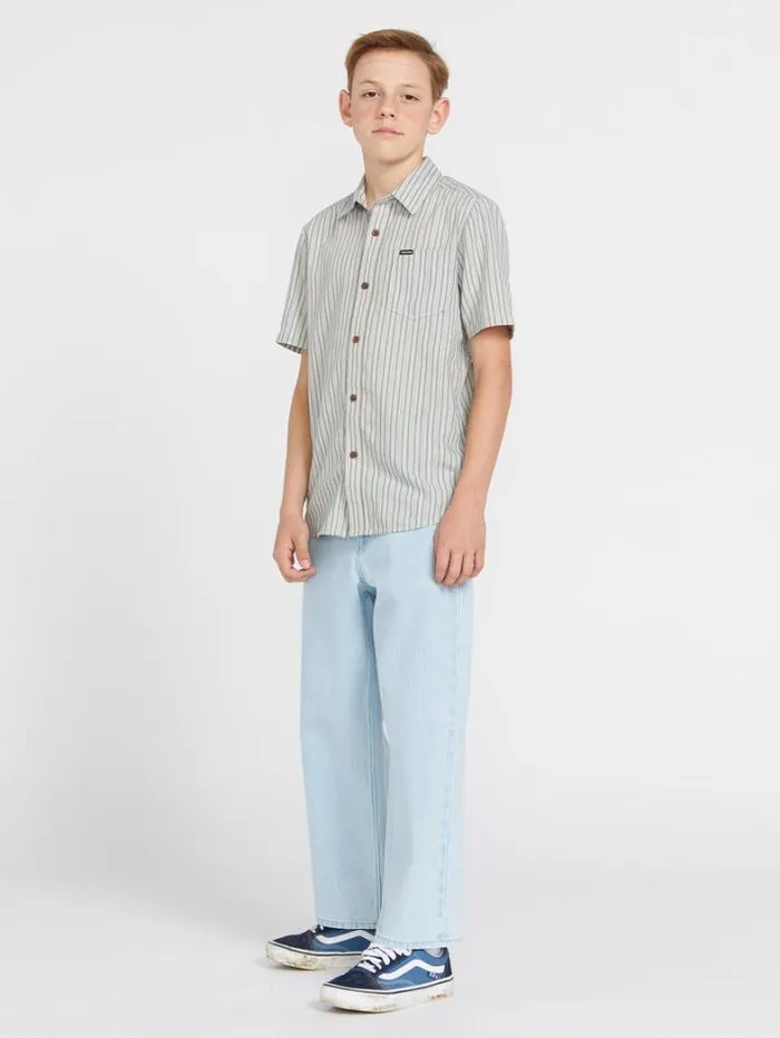 Kids Shirts and Flannels Volcom Big Boys Barstone Woven Short Sleeve Shirt 8211 Tower Grey