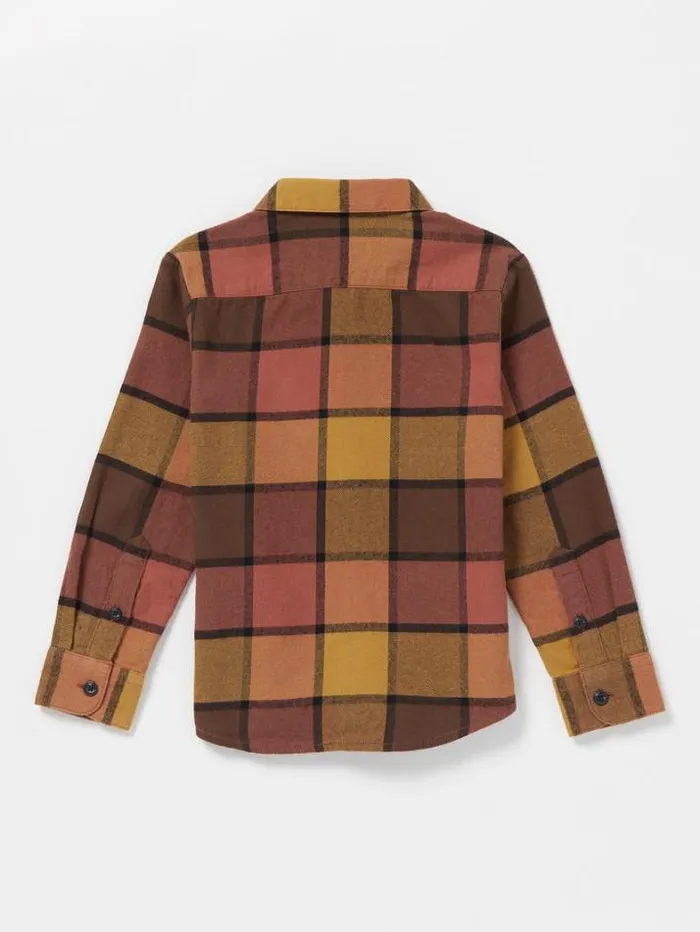 Kids Shirts and Flannels Volcom Little Boys Caden Plaid Flannel 8211 Burro Brown
