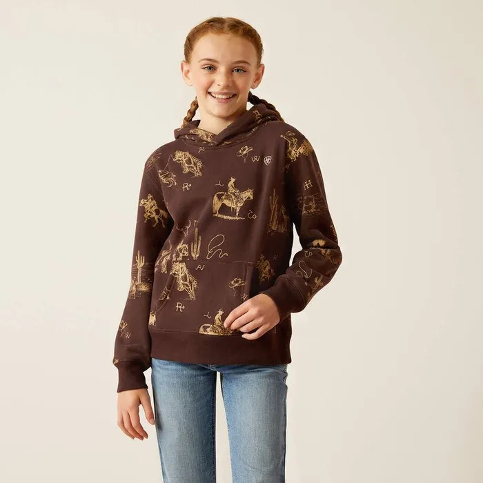 Kids Sweatshirts and Hoodies Ariat Ranch Scene Hoodie Ranchin Print