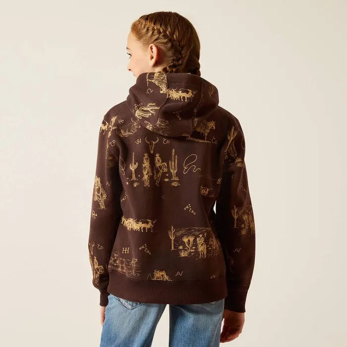 Kids Sweatshirts and Hoodies Ariat Ranch Scene Hoodie Ranchin Print Kids Sweatshirts and Hoodies Ariat Ranch Scene Hoodie Ranchin Print