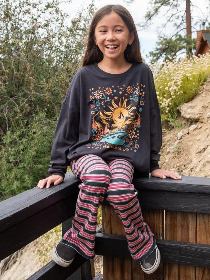 Kids TShirts and Tanks Volcom Girls Werkin Doubles Long Sleeve Shirt 8211 Vintage Black