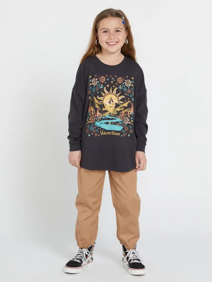 Kids TShirts and Tanks Volcom Girls Werkin Doubles Long Sleeve Shirt 8211 Vintage Black