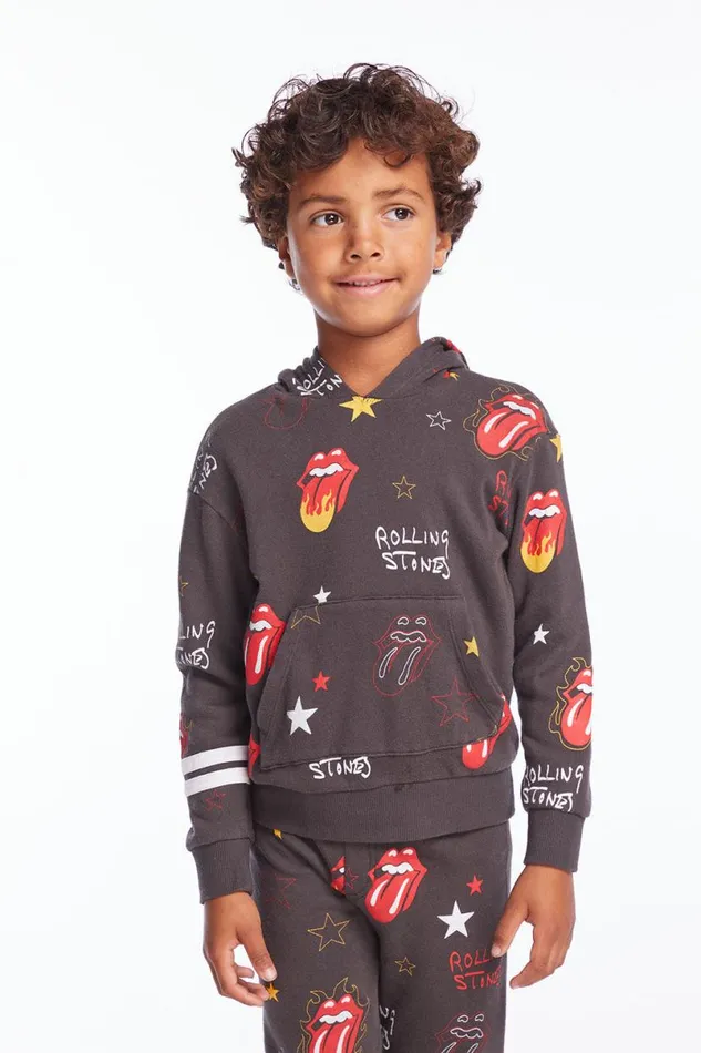 KidsWomens Boys Chaser Brand Rolling Stones Tongue Logo Stars Boys Pullover Hoodie