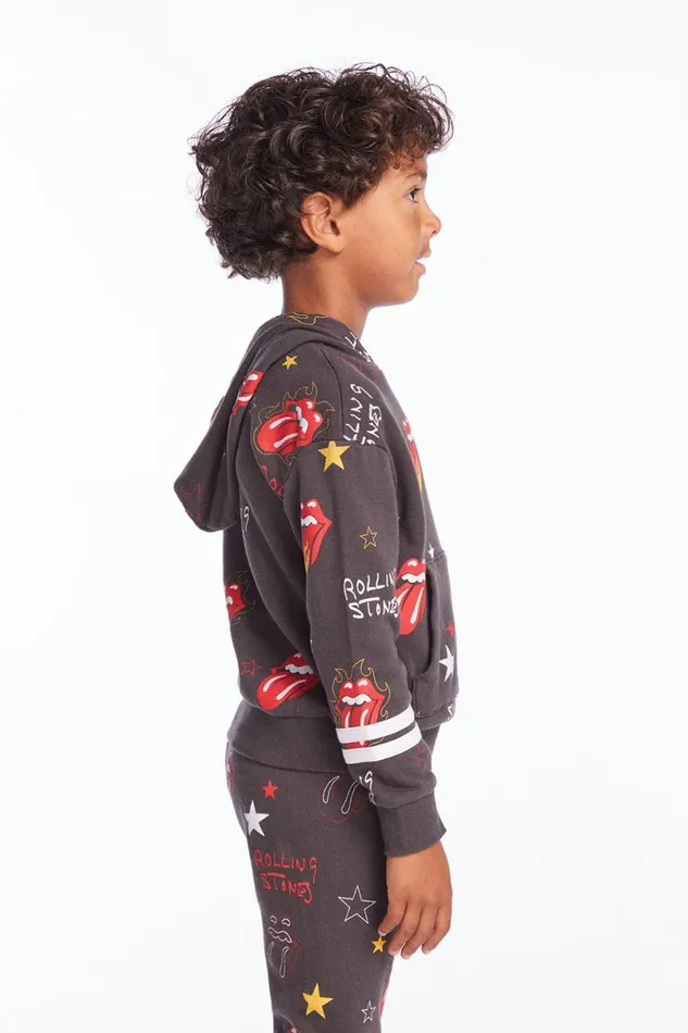 KidsWomens Boys Chaser Brand Rolling Stones Tongue Logo Stars Boys Pullover Hoodie