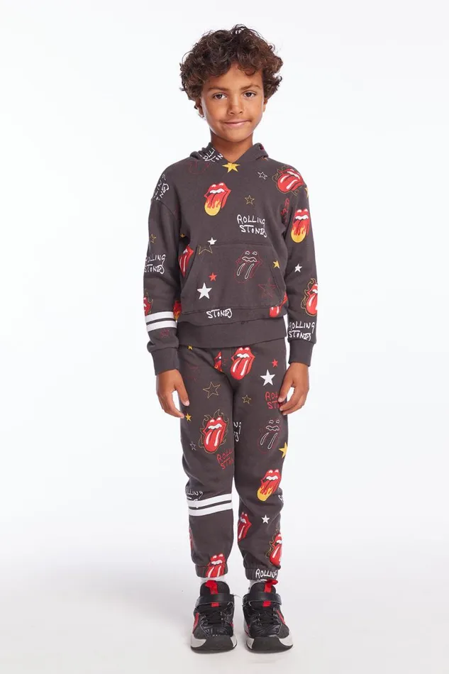 KidsWomens Boys Chaser Brand Rolling Stones Tongue Logo Stars Boys Pullover Hoodie