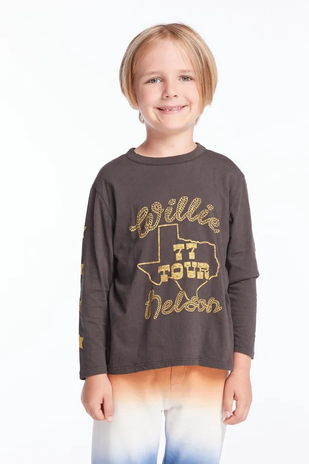 KidsWomens Boys Chaser Brand Willie Nelson 77 Tour Boys Long Sleeve