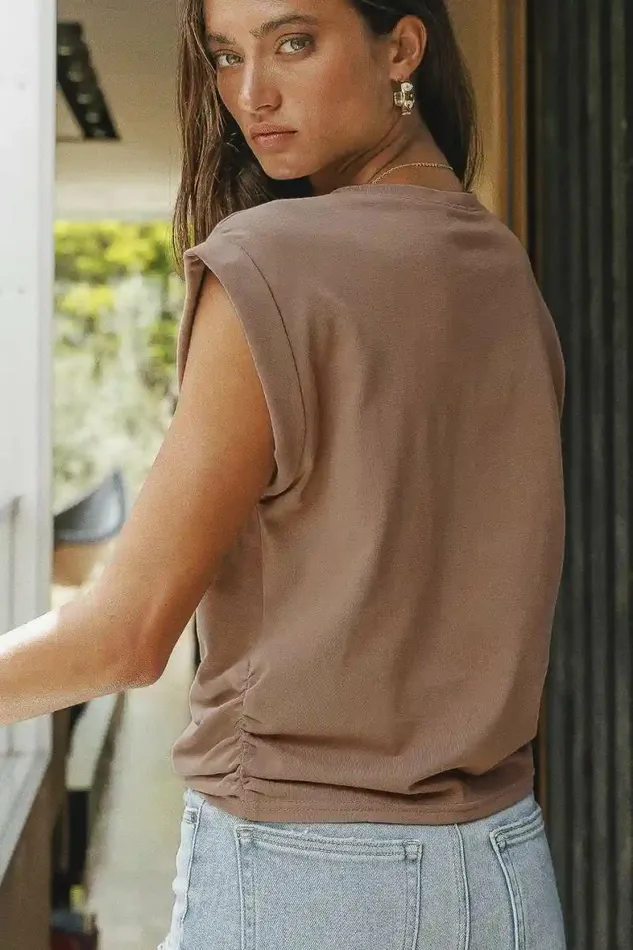 Kimberly Top In Taupe 8211 FINAL SALE Taupe Women Bohme Tees and Tanks