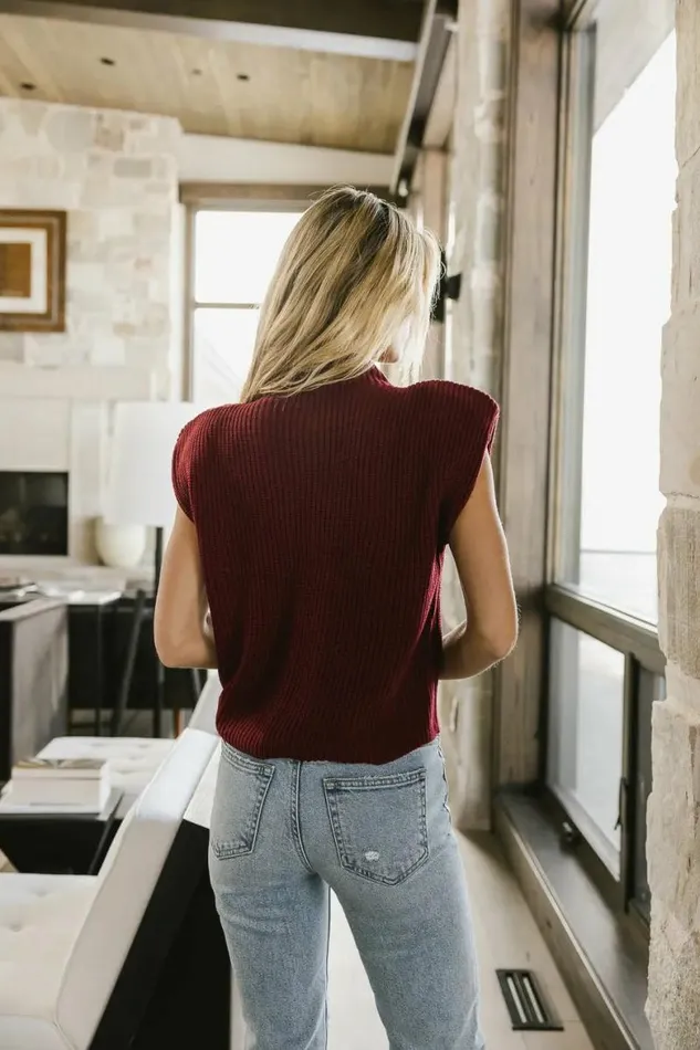 Kippa Shoulder Pad Sweater In Burgundy Burgundy Women Bohme Tops