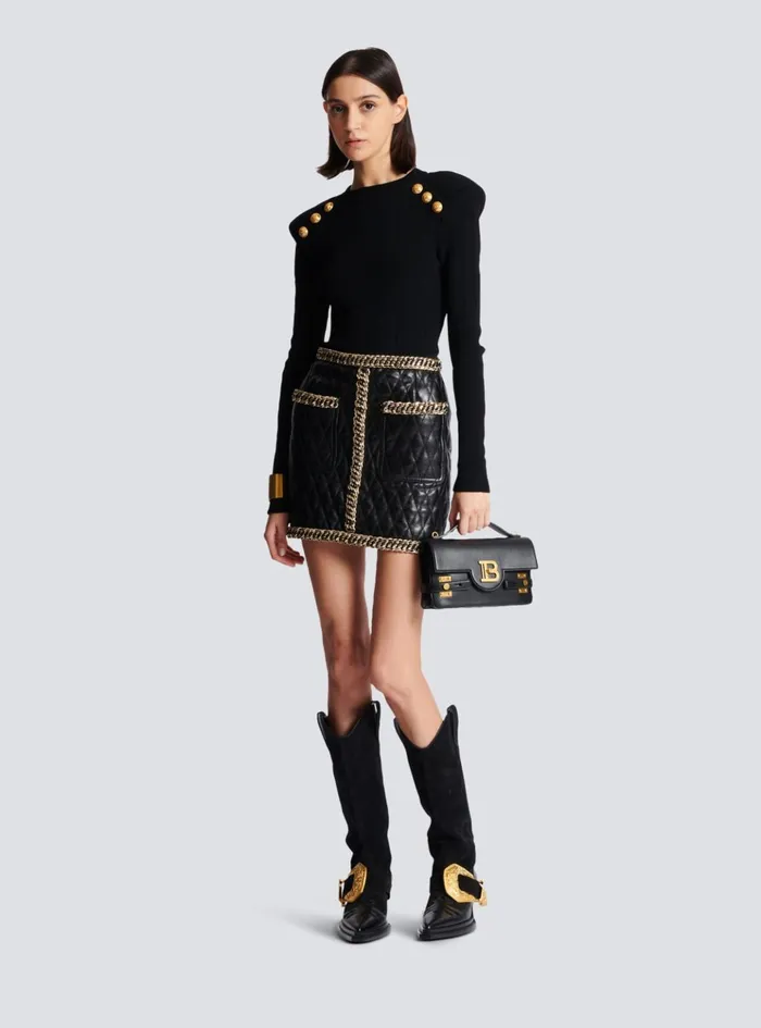 Knit Jumper With Button Details Black Women Balmain Knitwear
