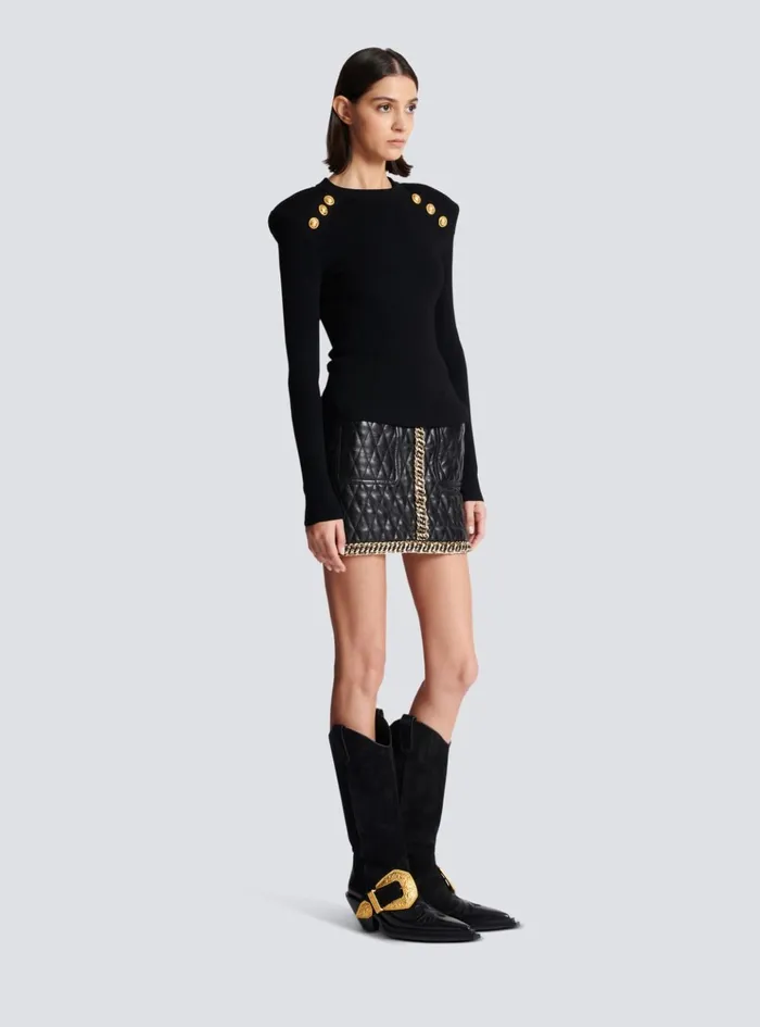 Knit Jumper With Button Details Black Women Balmain Knitwear