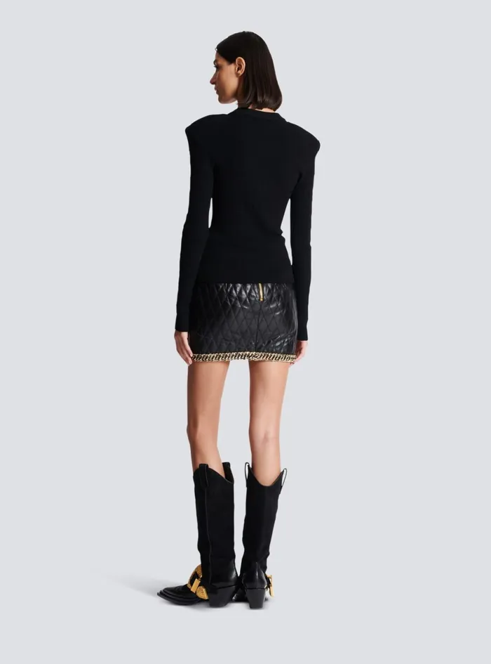 Knit Jumper With Button Details Black Women Balmain Knitwear