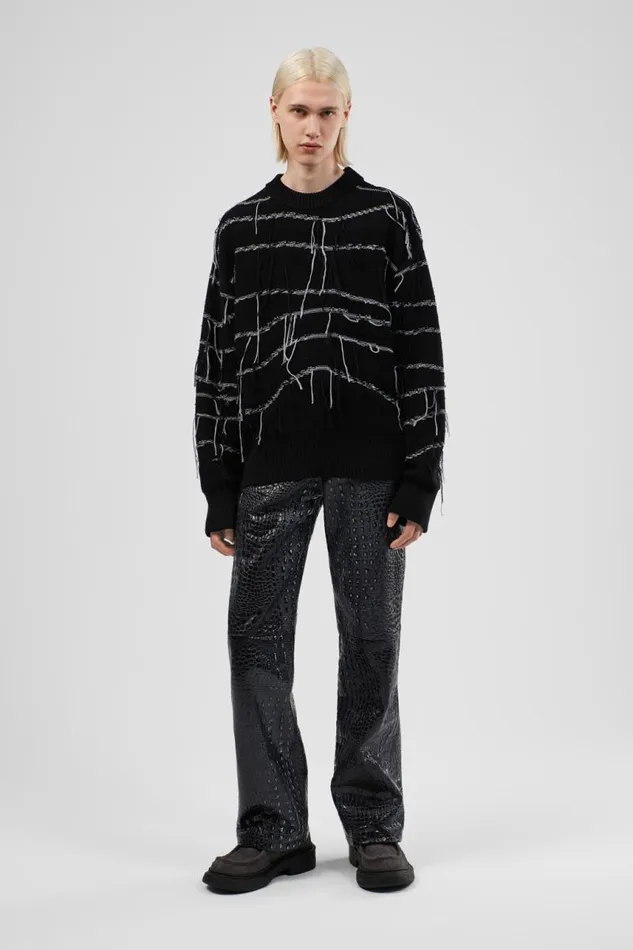 Knit Women Camper Melange Knit Sweater Black Organic Cotton Knit Sweater
