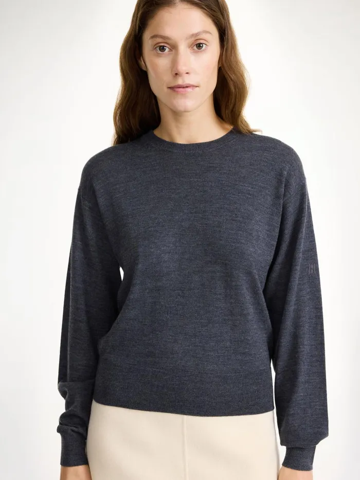 Knitwear Women By Malene Birger Mantea Merino Wool Sweater Jet Grey Knitwear Women By Malene Birger Mantea Merino Wool Sweater Jet Grey