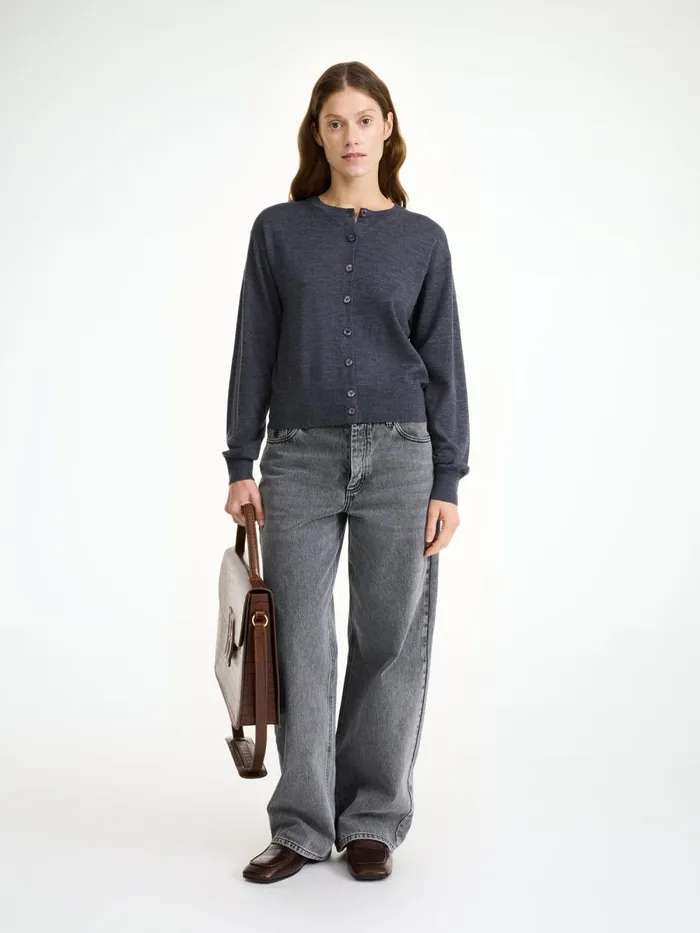 Knitwear Women By Malene Birger Montie Merino Wool Cardigan Jet Grey