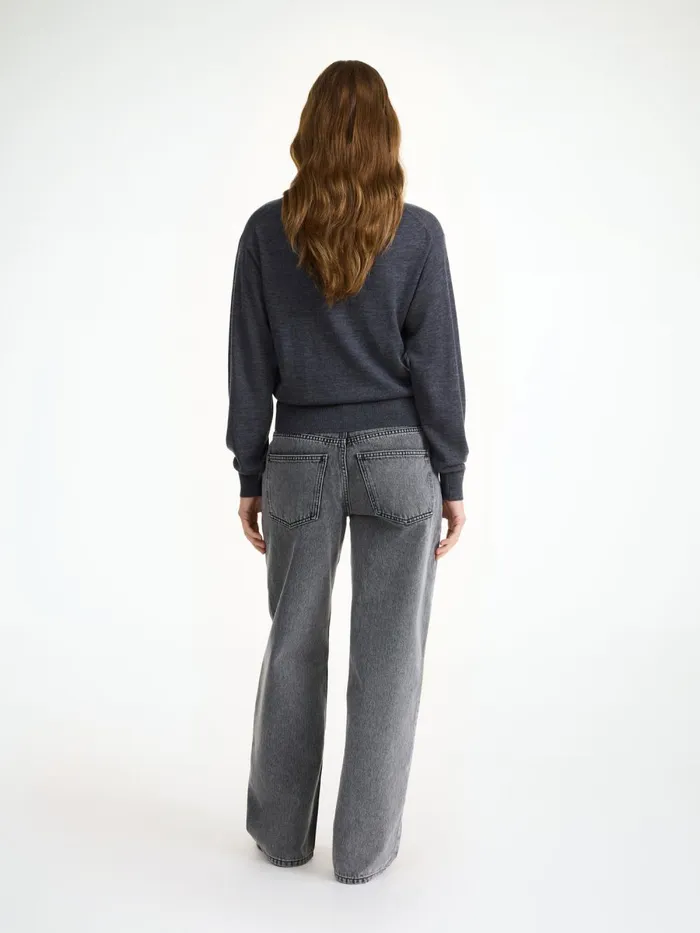 Knitwear Women By Malene Birger Montie Merino Wool Cardigan Jet Grey Knitwear Women By Malene Birger Montie Merino Wool Cardigan Jet Grey