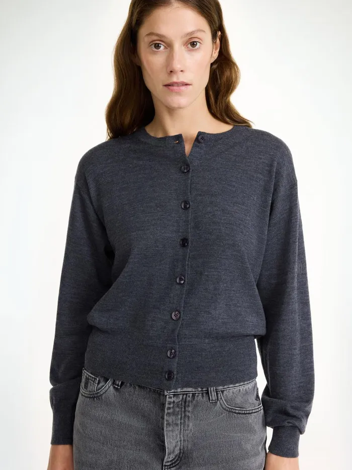 Knitwear Women By Malene Birger Montie Merino Wool Cardigan Jet Grey Knitwear Women By Malene Birger Montie Merino Wool Cardigan Jet Grey