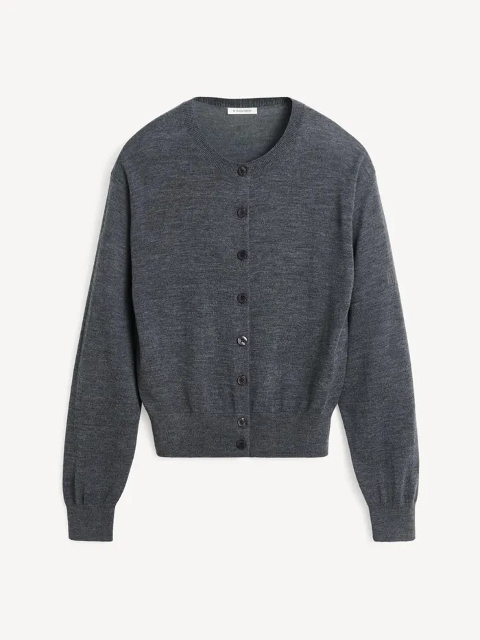 Knitwear Women By Malene Birger Montie Merino Wool Cardigan Jet Grey Knitwear Women By Malene Birger Montie Merino Wool Cardigan Jet Grey