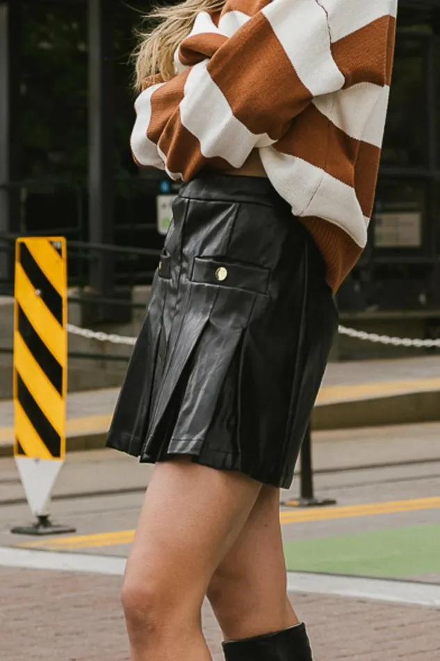 Kyle Vegan Leather Skirt Black Women Bohme Skirts