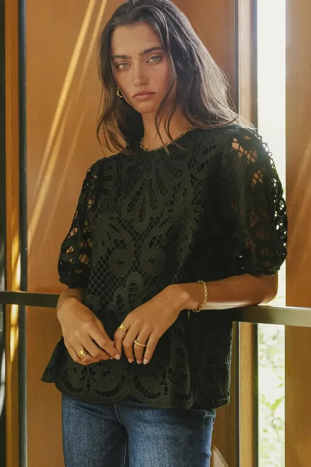 Kyra Lace Top Black Women Bohme Tops