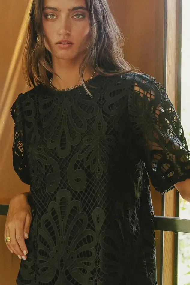 Kyra Lace Top Black Women Bohme Tops
