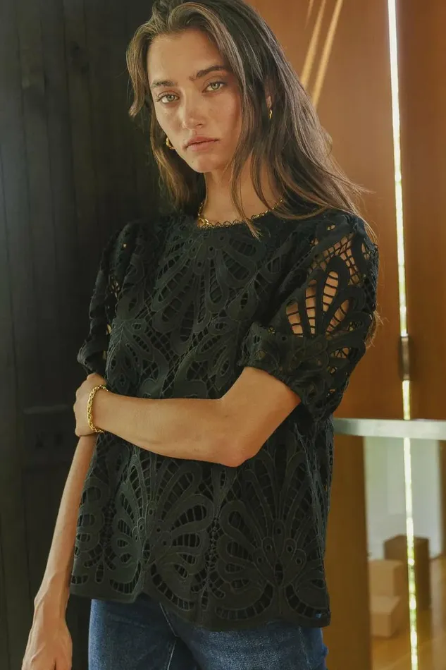 Kyra Lace Top Black Women Bohme Tops