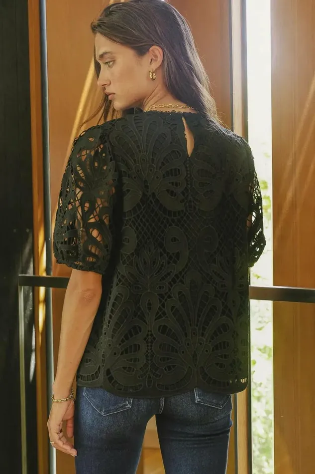 Kyra Lace Top Black Women Bohme Tops