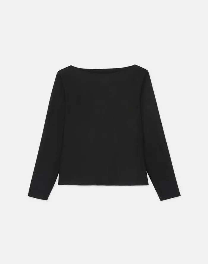 Lafayette 148 New York Boiled WoolCashmere Jersey Bateau Neck Top Black Ready To Wear Tops and Tees Lafayette 148 New York Boiled WoolCashmere Jersey Bateau Neck Top Black Ready To Wear Tops and Tees