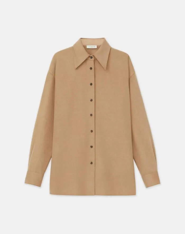 Lafayette 148 New York Camel Hair Drop Shoulder Shirt Jacket Camel Ready To Wear Blouses and Shirts Lafayette 148 New York Camel Hair Drop Shoulder Shirt Jacket Camel Ready To Wear Blouses and Shirts
