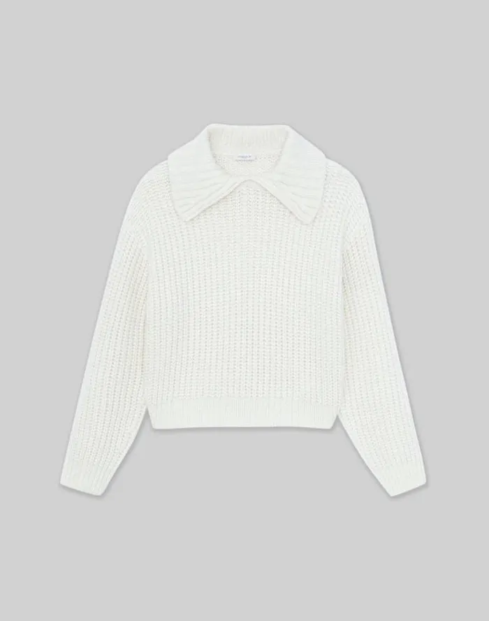 Lafayette 148 New York CashmereSilk Collared Sweater Cloud Ready To Wear Sweaters and Knits Lafayette 148 New York CashmereSilk Collared Sweater Cloud Ready To Wear Sweaters and Knits