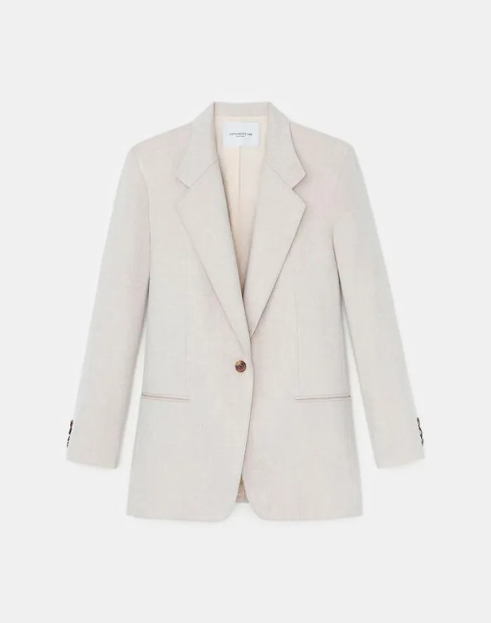 Lafayette 148 New York CashmereWool Mlange SingleButton Blazer Oatmeal Melange Ready To Wear Jackets and Blazers Lafayette 148 New York CashmereWool Mlange SingleButton Blazer Oatmeal Melange Ready To Wear Jackets and Blazers