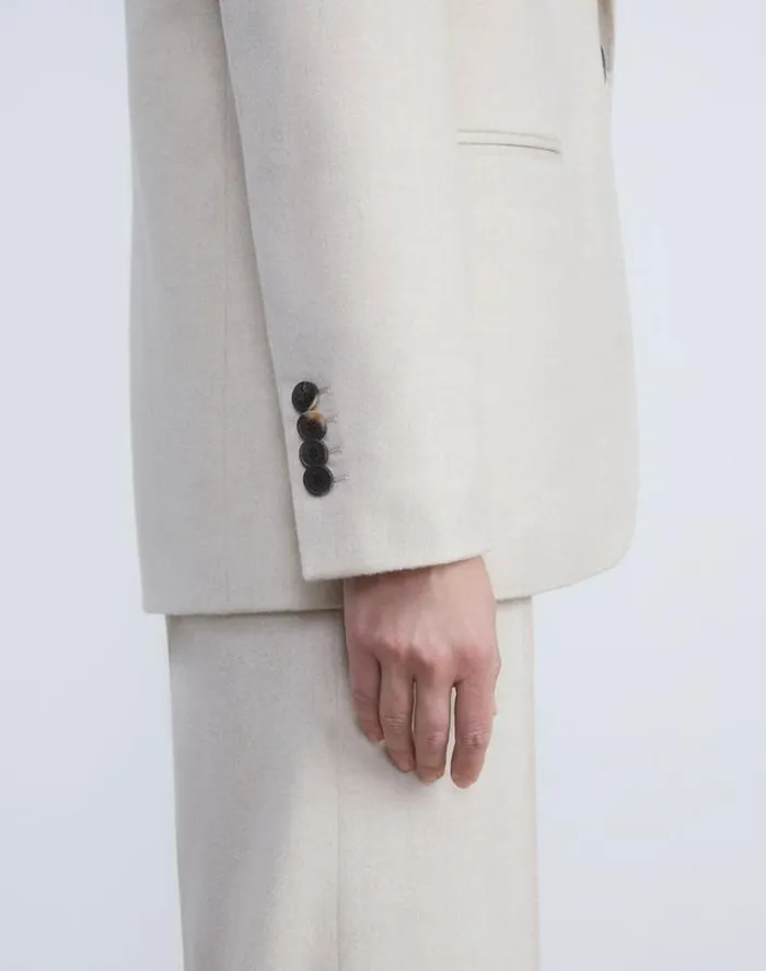 Lafayette 148 New York CashmereWool Mlange SingleButton Blazer Oatmeal Melange Ready To Wear Jackets and Blazers