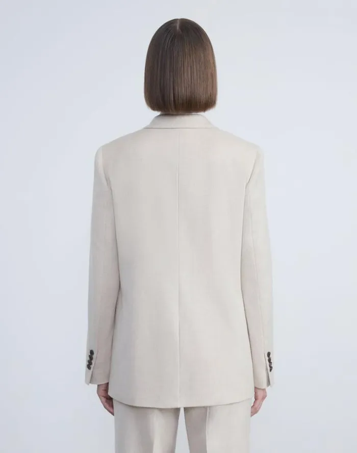 Lafayette 148 New York CashmereWool Mlange SingleButton Blazer Oatmeal Melange Ready To Wear Jackets and Blazers