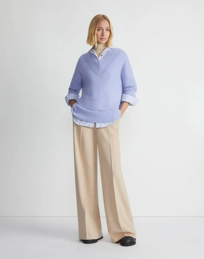 Lafayette 148 New York Gingham Cotton Poplin Notched Shawl Collar Shirt Wild Bluet Multi Ready To Wear Blouses and Shirts