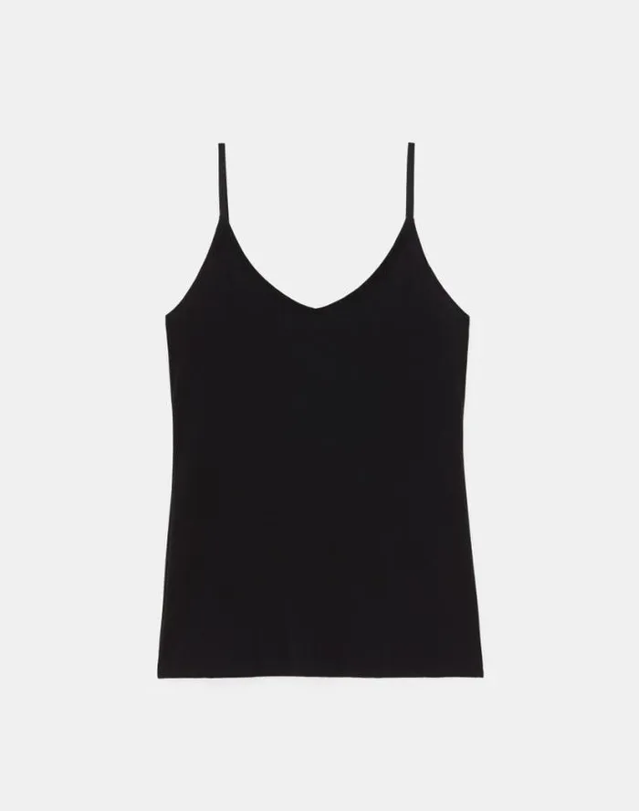 Lafayette 148 New York Mesh Jersey Camisole Black Ready To Wear Tops and Tees