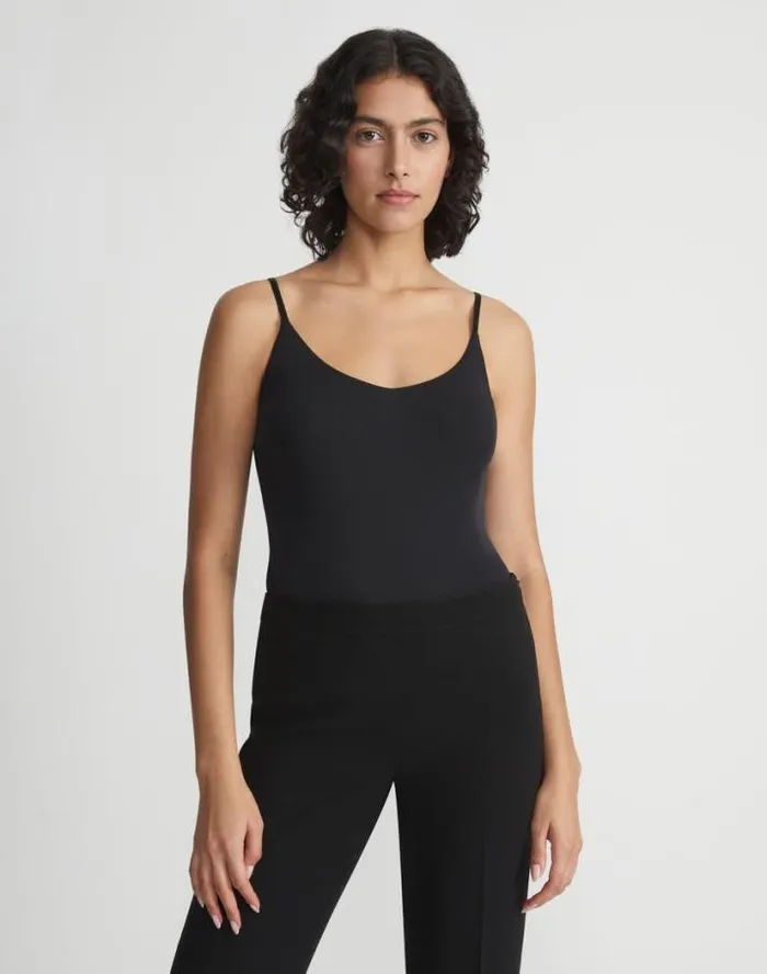 Lafayette 148 New York Mesh Jersey Camisole Black Ready To Wear Tops and Tees