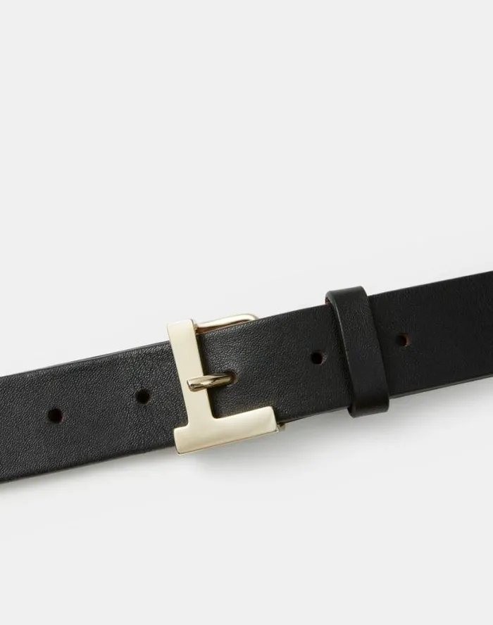 Lafayette 148 New York Nappa Leather L Beam Belt Black Accessories Belts