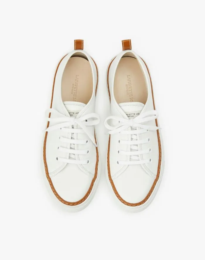 Lafayette 148 New York Nappa Leather LaceUp Sneaker Black Multi Shoes Sneakers