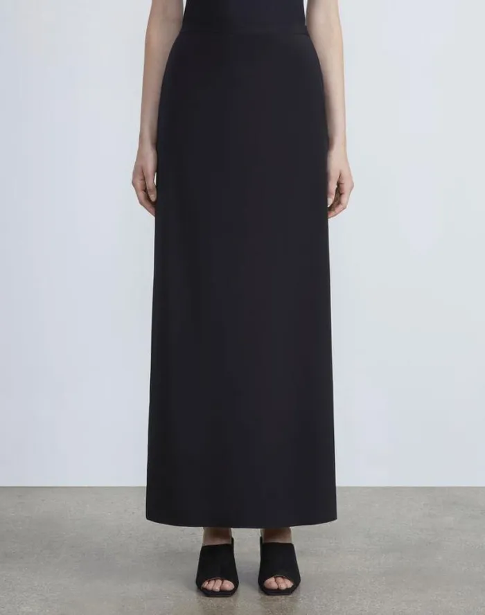 Lafayette 148 New York Organic Silk Stretch Crepe De Chine Skirt Black Ready To Wear Skirts