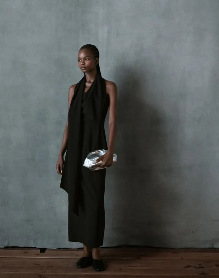 Lafayette 148 New York Responsible Finesse Crepe Convertible Scarf Dress Black Ready To Wear Dresses