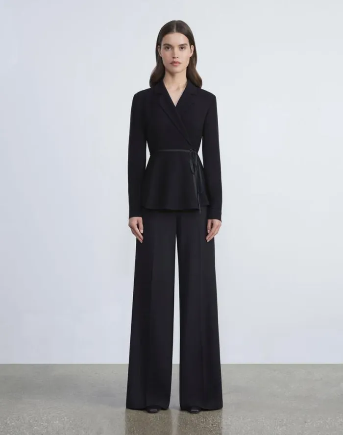Lafayette 148 New York Responsible Wool Double Face Thames Pant Black Ready To Wear Suits