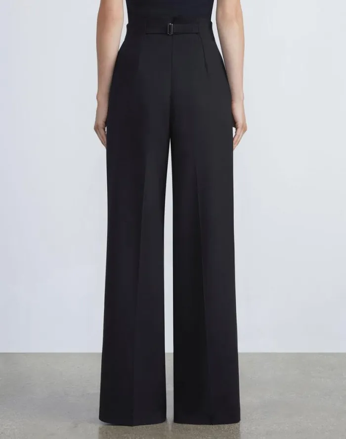 Lafayette 148 New York Responsible Wool Double Face Thames Pant Black Ready To Wear Suits