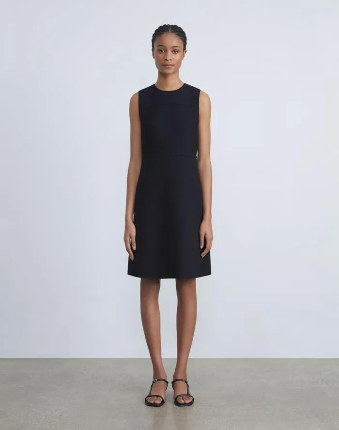 Lafayette 148 New York Responsible Wool Nouveau Crepe Sleeveless Dress Black Ready To Wear Dresses