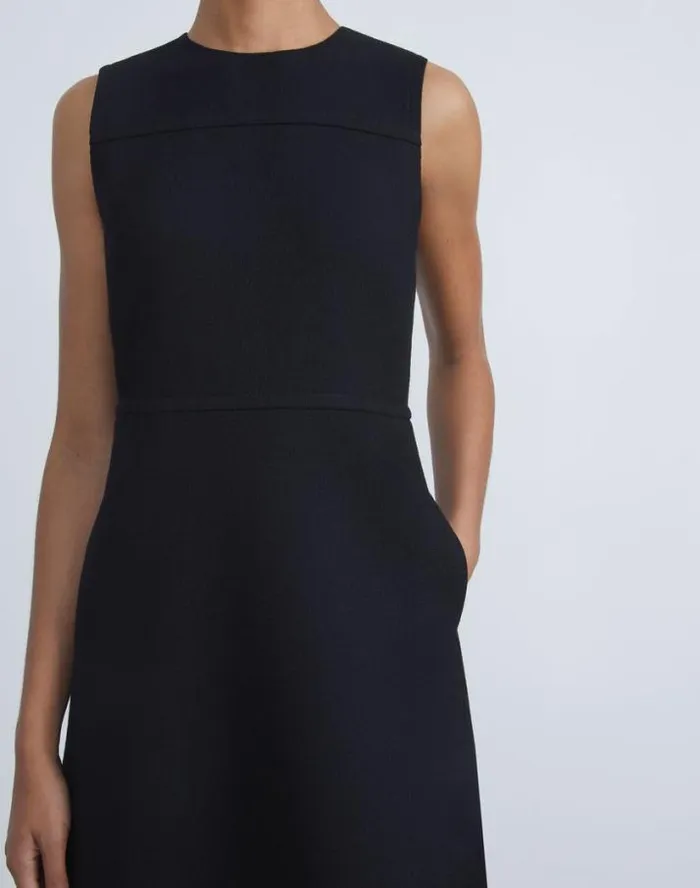 Lafayette 148 New York Responsible Wool Nouveau Crepe Sleeveless Dress Black Ready To Wear Dresses