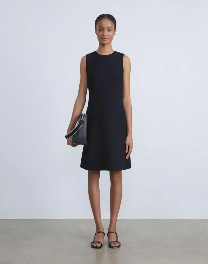 Lafayette 148 New York Responsible Wool Nouveau Crepe Sleeveless Dress Black Ready To Wear Dresses