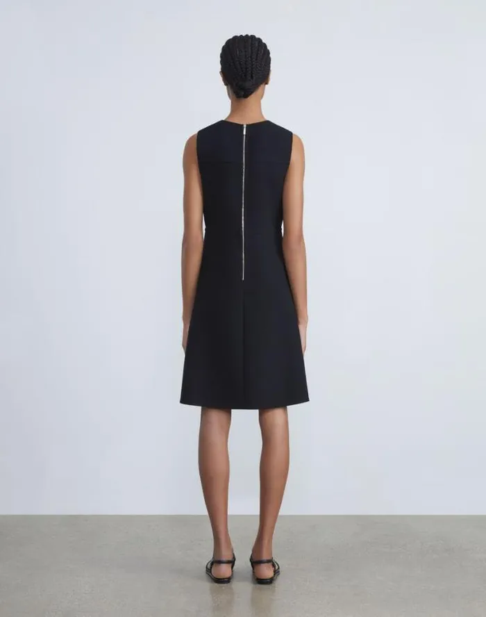 Lafayette 148 New York Responsible Wool Nouveau Crepe Sleeveless Dress Black Ready To Wear Dresses