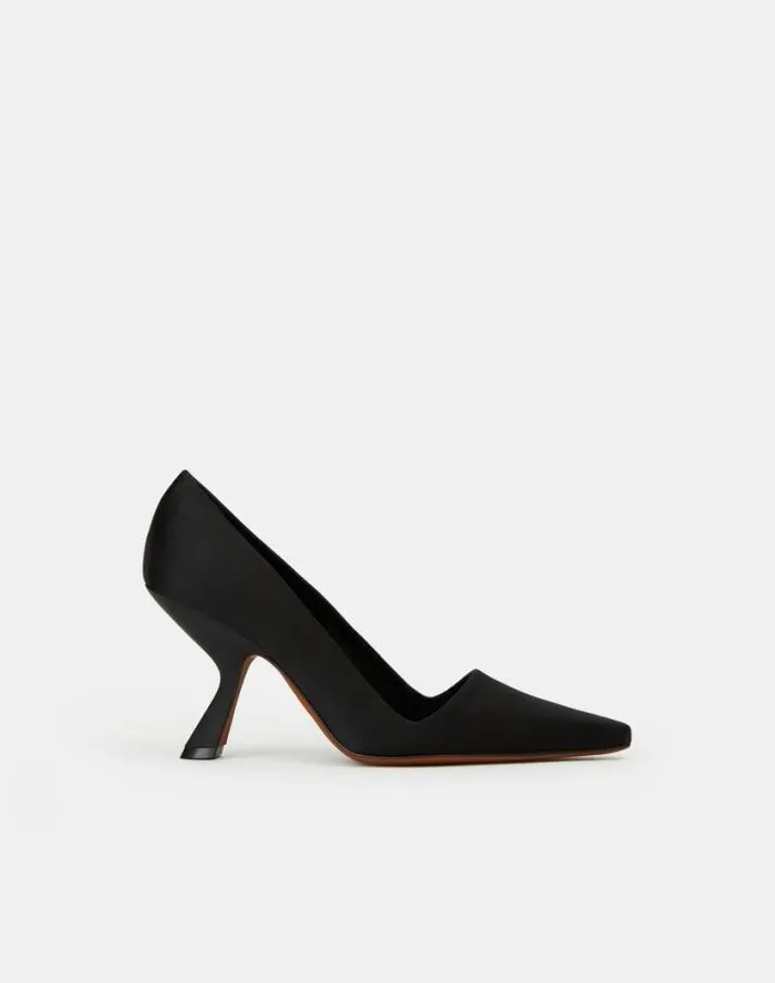 Lafayette 148 New York Satin High Heeled Pump Black Shoes Heels